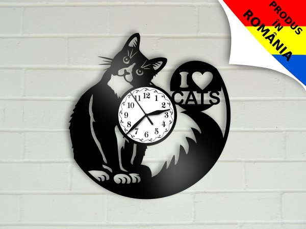 Ceas cadou cu pisica - I love cats - Cadouri Personalizate