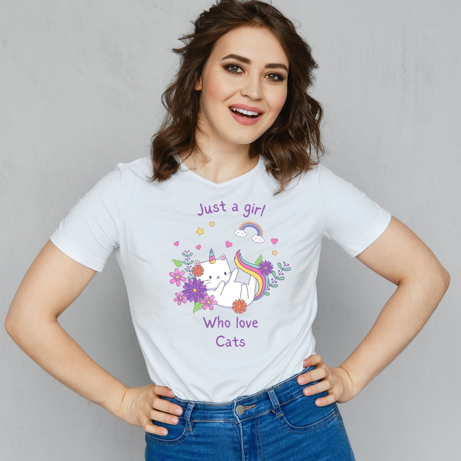 Tricou "just a girl who loves cats" - Cadouri Personalizate